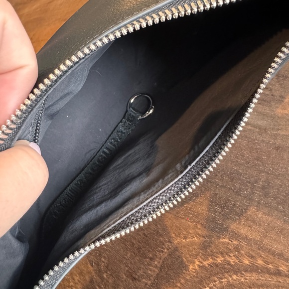 Small Recycled Leather Crescent Bag, Black - Picture 4 of 4